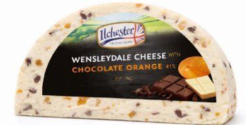 Сир Венслідейл (Wensleydale) з шоколадом та апельсином, 200 г, Англія Сир Венслідейл (Wensleydale) з шоколадом та апельсином фото